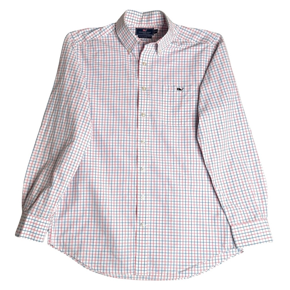 Vineyard Vines Slim Fit Tucker Shirt Red & Blue Check Men's Size M